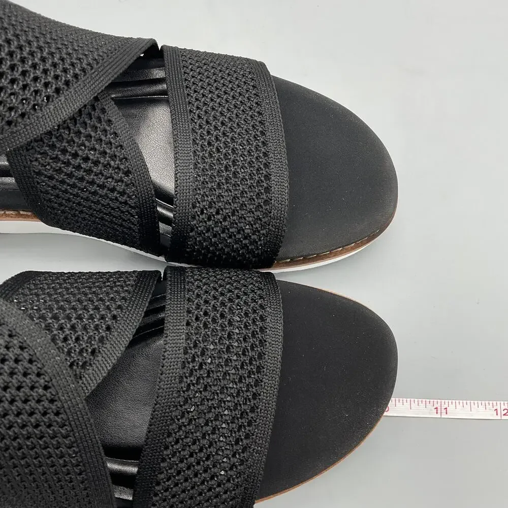 NEW Easy Spirit Women’s Wander Strap Wedge Sandals Black Size 8.5M